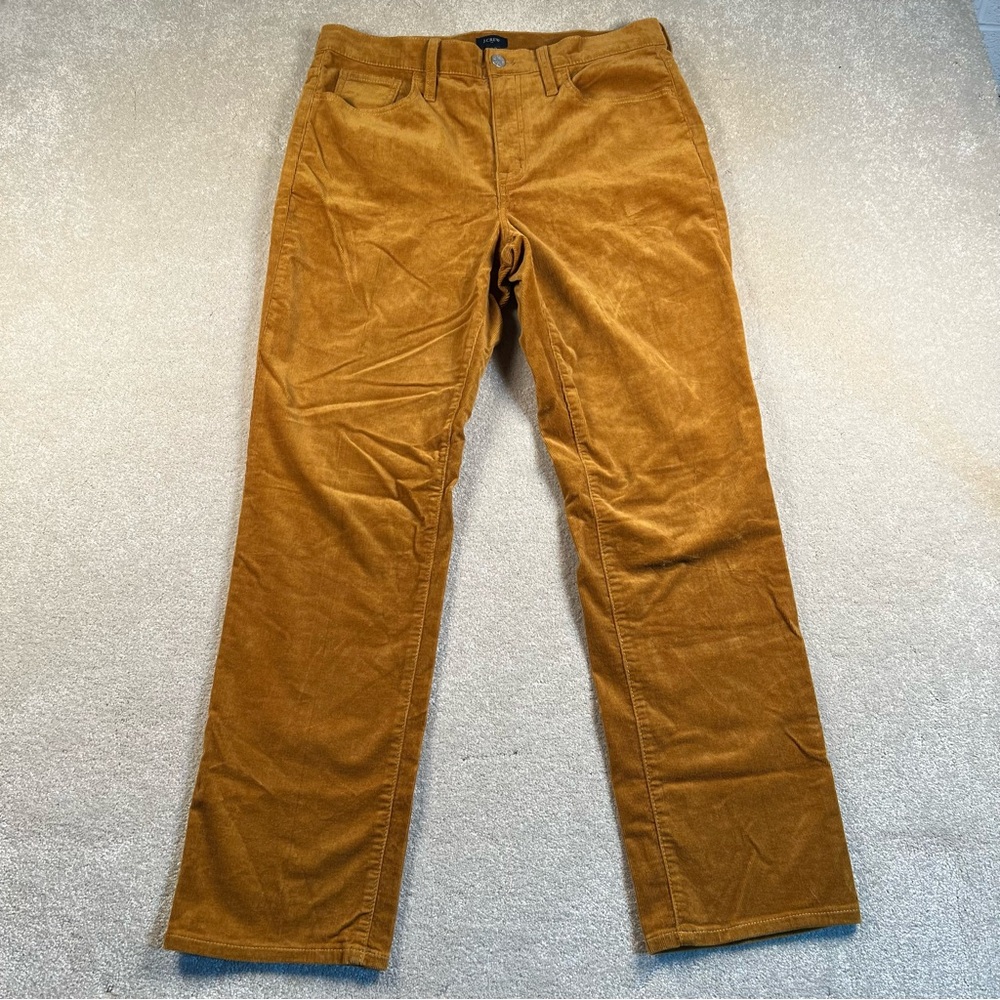 J Crew Factory Corduroy Pants Brown Khaki Oak Straight Leg 5 Pocket women's 30